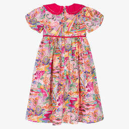 EIRENE-Girls Pink Liberty Print Cotton Dress | Childrensalon Outlet