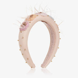 EIRENE-Girls Pink Padded Floral Hairband | Childrensalon Outlet