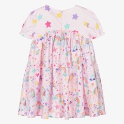 EIRENE-Girls Pink Unicorn Cotton Dress | Childrensalon Outlet