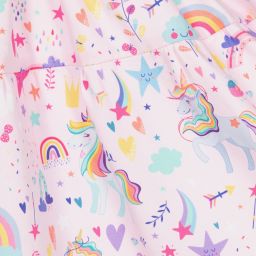 EIRENE-Girls Pink Unicorn Cotton Dress | Childrensalon Outlet