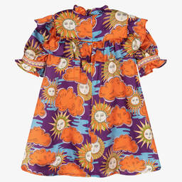 EIRENE-Girls Purple & Orange Silk Dress | Childrensalon Outlet