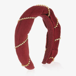 EIRENE-Girls Red Corduroy Hairband | Childrensalon Outlet