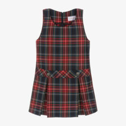 EIRENE-Girls Red Plaid Cotton Dress | Childrensalon Outlet