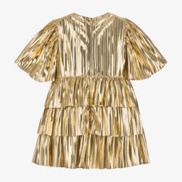 EIRENE-Girls Shimmering Gold Pleated Dress | Childrensalon Outlet