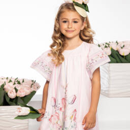 EIRENE-فستان وردي ناعم مزين بالزهور للبنات | Childrensalon Outlet