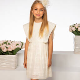 EIRENE-Girls Sparkling Ivory Occasion Dress | Childrensalon Outlet