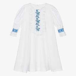 EIRENE-Бело-голубое шифоновое платье с цветами | Childrensalon Outlet