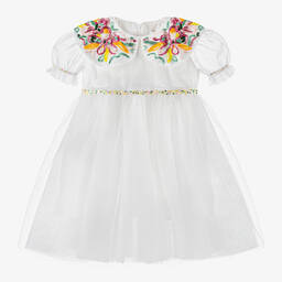 EIRENE-Girls White Tulle Tutu Dress | Childrensalon Outlet