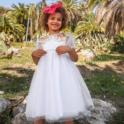 EIRENE-Girls White Tulle Tutu Dress | Childrensalon Outlet