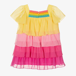 EIRENE-Girls Yellow & Pink Chiffon Dress | Childrensalon Outlet