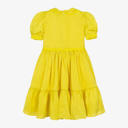 EIRENE-Girls Yellow Tiered Satin Dress | Childrensalon Outlet