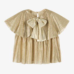 EIRENE-Gold Radiance Plissé Top for Girls | Childrensalon Outlet