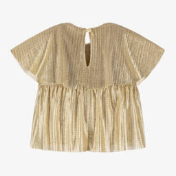 EIRENE-Gold Radiance Plissé Top for Girls | Childrensalon Outlet