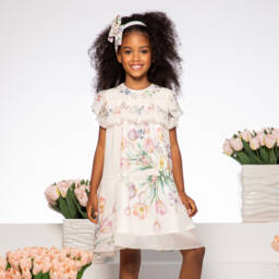 EIRENE-فستان شيفون عاجي مزهر للبنات | Childrensalon Outlet