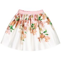 EIRENE-Ivory Floral Satin Skirt | Childrensalon Outlet