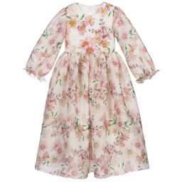 EIRENE-فستان ساتان لون عاجي و زهري | Childrensalon Outlet