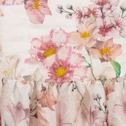 EIRENE-فستان ساتان لون عاجي و زهري | Childrensalon Outlet