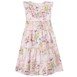 EIRENE-Pink Cotton Floral Dress | Childrensalon Outlet