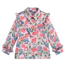 EIRENE-Pink Floral Ruffle Blouse  | Childrensalon Outlet