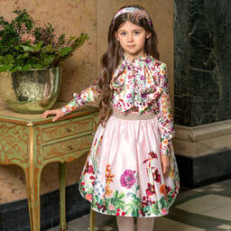 إيرين-بلوز ساتان لون زهري بطبعة ورود | Childrensalon Outlet