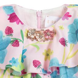 EIRENE-Pink Floral Satin Dress | Childrensalon Outlet