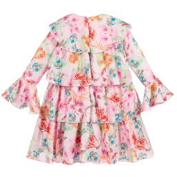 EIRENE-Pink Floral Satin Dress | Childrensalon Outlet