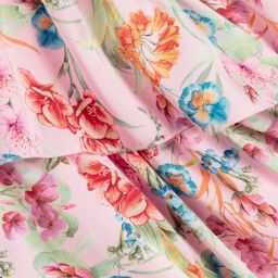 EIRENE-Pink Floral Satin Dress | Childrensalon Outlet