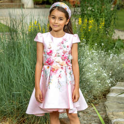 EIRENE-فستان ساتان لون زهري بطبعة ورود | Childrensalon Outlet