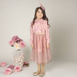 إيرين-تنورة دانتيل و ترتر لون زهري | Childrensalon Outlet