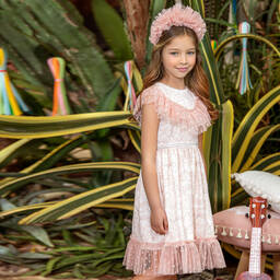 EIRENE-Pink Lace & Tulle Dress | Childrensalon Outlet
