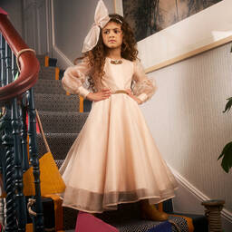 EIRENE-Розовое платье из органзы с блестками | Childrensalon Outlet