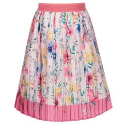 EIRENE-Pink Pleated Floral Skirt | Childrensalon Outlet