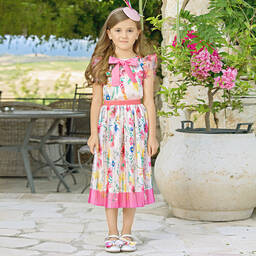 EIRENE-Pink Pleated Floral Skirt | Childrensalon Outlet