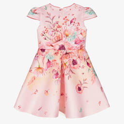 EIRENE-Pink Satin Floral Dress | Childrensalon Outlet