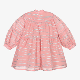 EIRENE-Pink & Silver Stripe Bow Dress | Childrensalon Outlet
