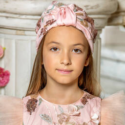 EIRENE-Pink Tulle & Sequin Turban | Childrensalon Outlet