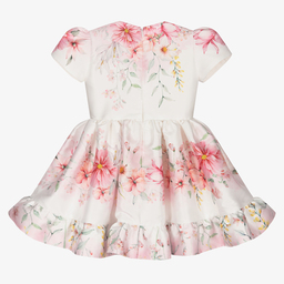 EIRENE-White & Pink Satin Dress  | Childrensalon Outlet