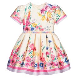 EIRENE-Yellow Floral Satin Dress | Childrensalon Outlet
