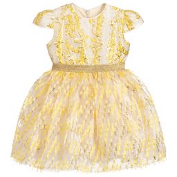 EIRENE-Yellow & Gold Chiffon Dress | Childrensalon Outlet
