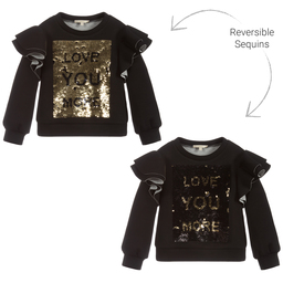 Elie Saab-Black & Gold Sequin Sweatshirt | Childrensalon Outlet