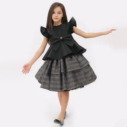 Elie Saab-Black Lurex Chiffon Skirt | Childrensalon Outlet