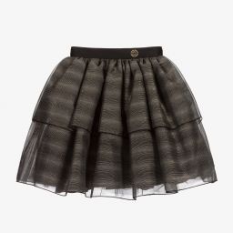 Elie Saab-Black Lurex Chiffon Skirt | Childrensalon Outlet