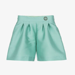 Elie Saab-Girls Aqua Blue Satin Shorts | Childrensalon Outlet