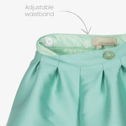 Elie Saab-Girls Aqua Blue Satin Shorts | Childrensalon Outlet