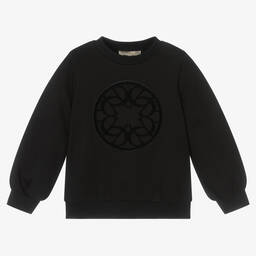 Elie Saab-Girls Black Cotton Sweatshirt | Childrensalon Outlet