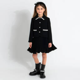 Elie Saab-Girls Black Crepe Jewel Jacket | Childrensalon Outlet