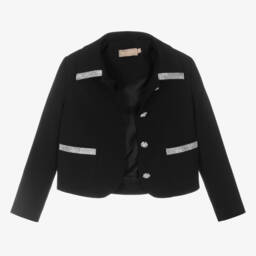 Elie Saab-Girls Black Crepe Jewel Jacket | Childrensalon Outlet