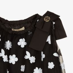 Elie Saab-Girls Black Floral Tulle Dress | Childrensalon Outlet