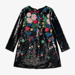 Elie Saab-Girls Black Sequin Floral Dress | Childrensalon Outlet
