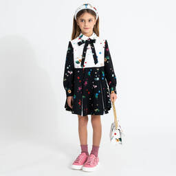 Elie Saab-Girls Black & White Floral Dress | Childrensalon Outlet